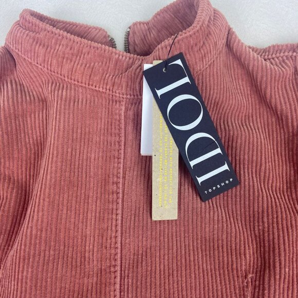 TOPSHOP Pink Mauve Corduroy Baby Doll Puff Sleeve Mini Dress US Size 2 - Picture 9 of 12